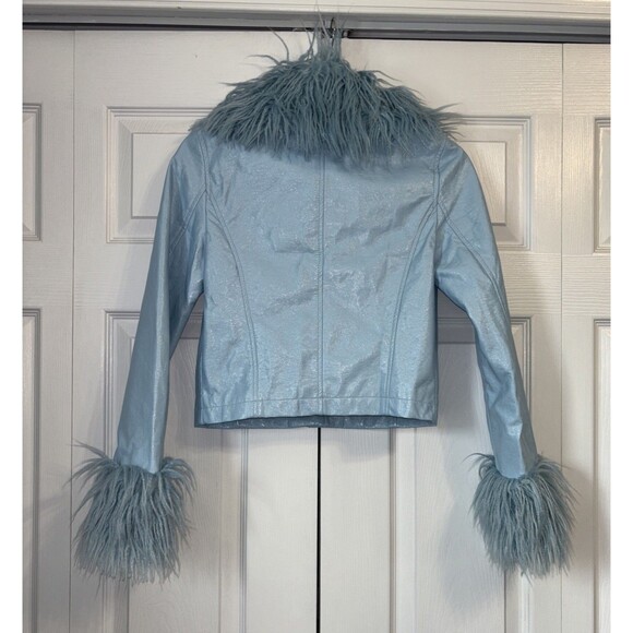Urban Outfitters “MIA” Jacket NWT - Sky Blue Y2K Feather Jacket - Adult Women XS - Picture 5 of 11